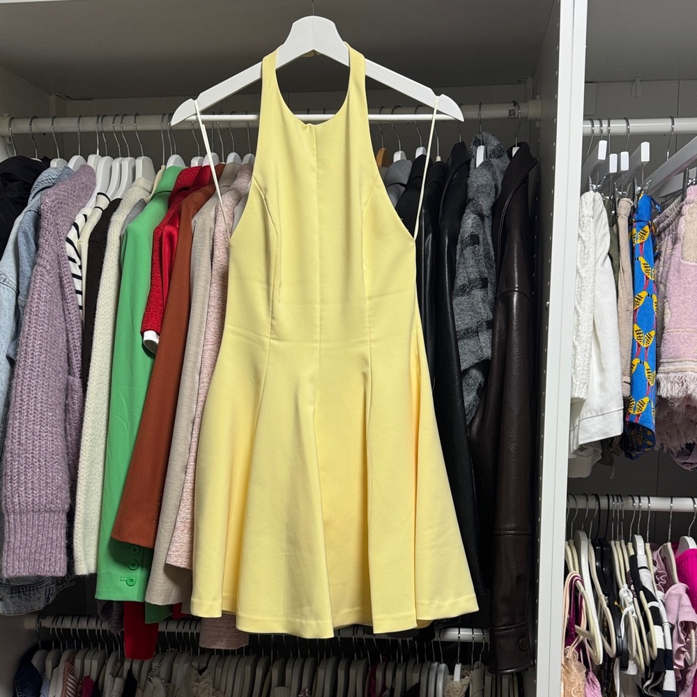 Zara Pale Yellow Halter Mini Dress